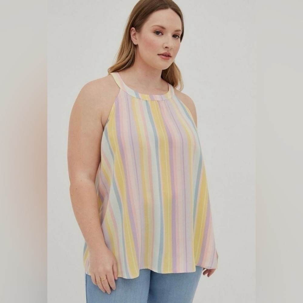 Torrid High Neck Multicolour Striped Blouse – Size 1X